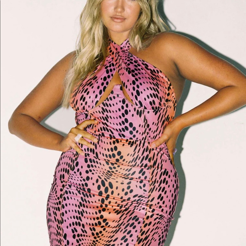 Princess Polly Plus size multi curve Feel good mini cheetah dress size 20 NWT